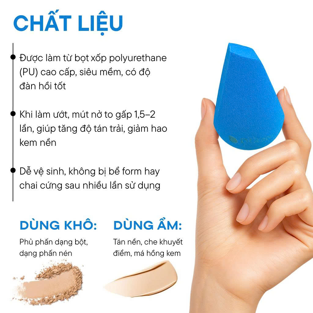 Mút Tán Nền/Má Hồng Kem/Che Khuyết Điểm Ducare Miracle Foundation Concealer DUM02 Vát Xéo 2 Đầu
